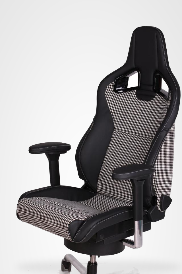 KLA 2770663406 01 Studio Autopolsterei Bürostuhl aus Recaro Sportster CS Leder Porsche Pepita neu bezoge