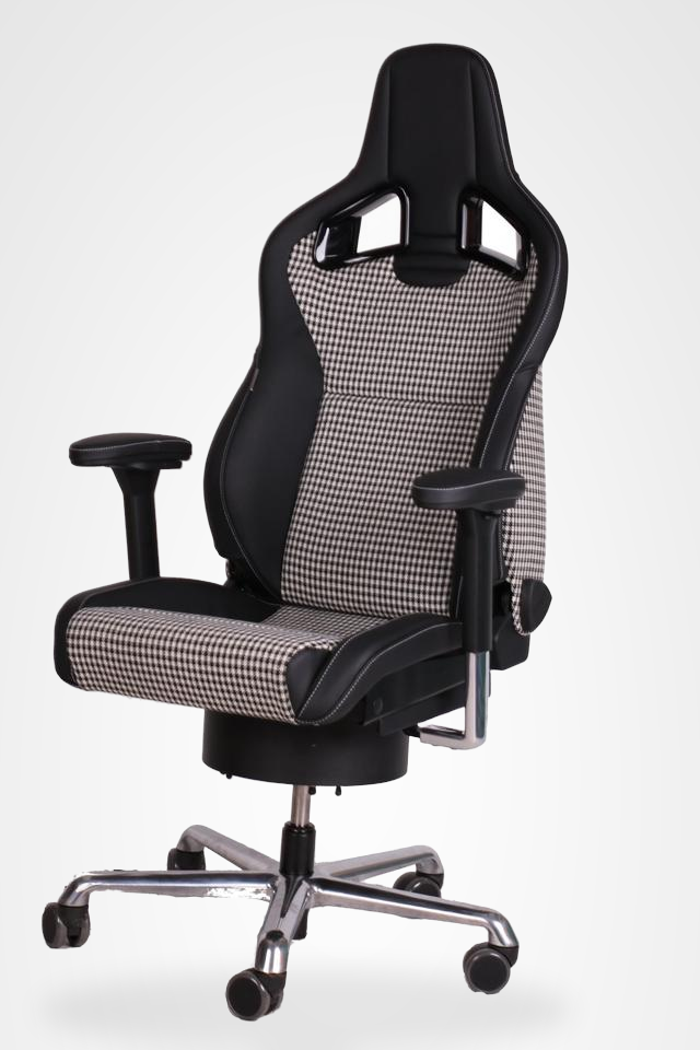KLA 2770663406 04 Studio Autopolsterei Bürostuhl aus Recaro Sportster CS Leder Porsche Pepita neu bezoge – Bild 4