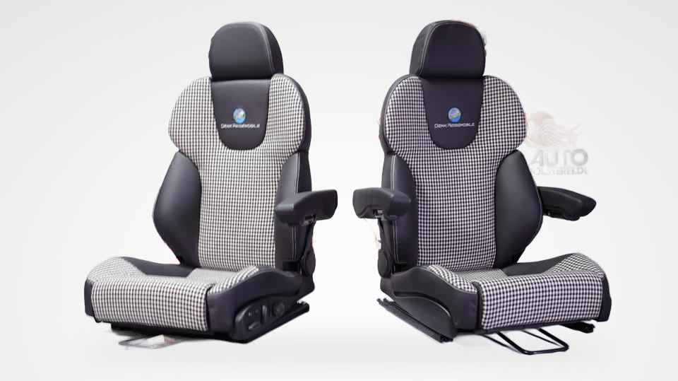 KLA 2885697440 04 Studio Autopolsterei 2 Recaro Style Leder Alcantara neu bezogen Pepita Armlehne – Bild 4