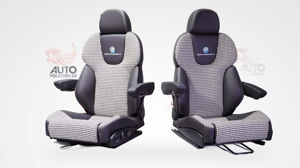 KLA 2885697440 08 Studio Autopolsterei 2 Recaro Style Leder Alcantara neu bezogen Pepita Armlehne – Bild 8