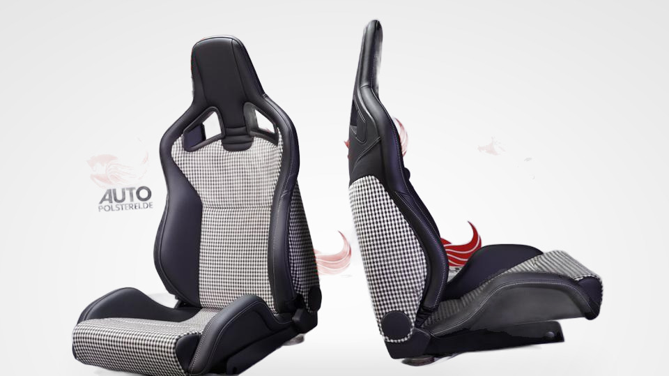 KLA 2915140990 01 Studio Autopolsterei 2 Recaro Sportster CS Leder-Pepita für Porsche 911 neu bezogen