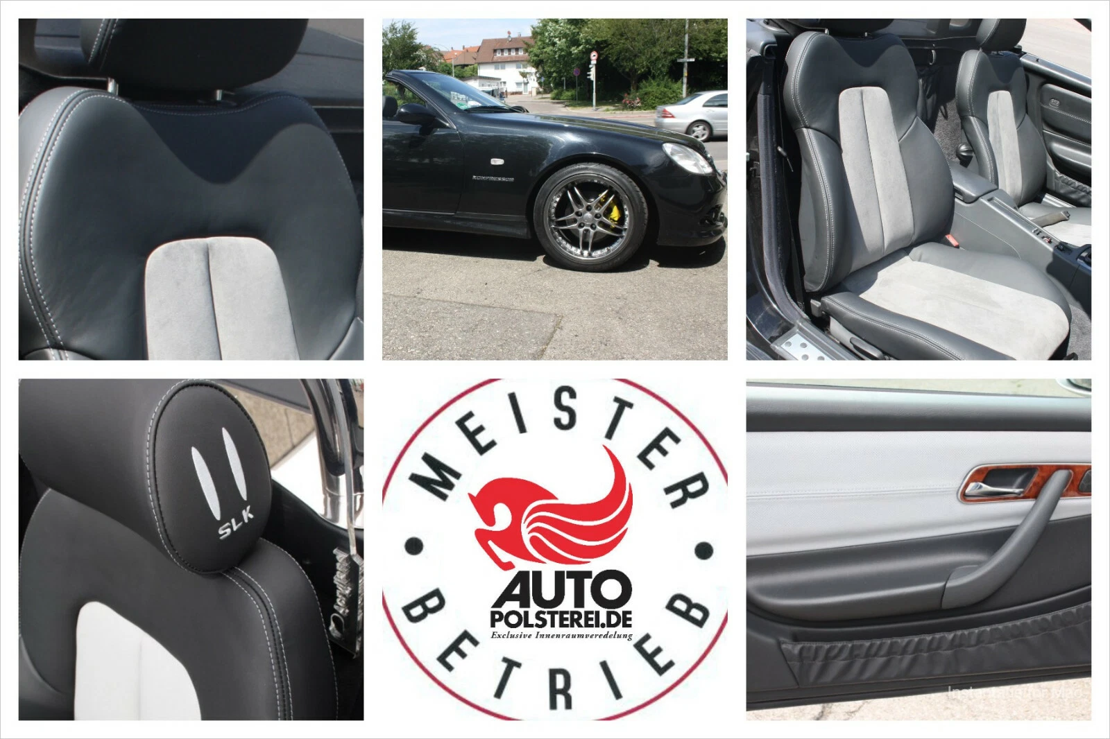 Mercedes SLK Sitzpaar im Tausch – Bild 1 Autopolsterei Mercedes SLK Sitze mit Alcantara – Ansicht 1