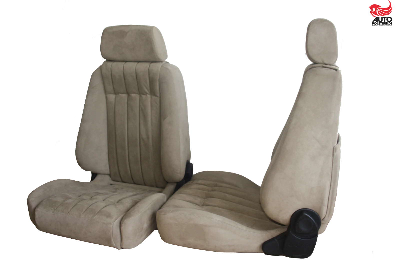 RECARO Ergomed beige Alcantara Sitzpaar – Detail 3 Autopolsterei RECARO Ergomed beige Alcantara Sitzpaar – Detail 3