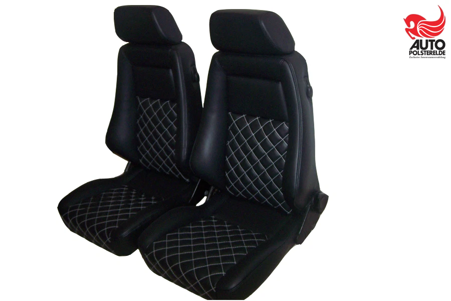 s l1600 109 Autopolsterei Schwarze RECARO Specialist S Sitze neu bezogen